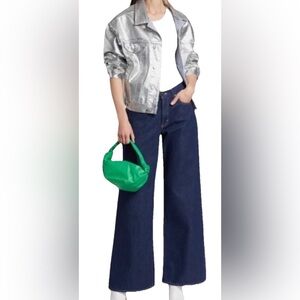 Agolde NWT size 34 jeans Clara wide leg flare dark blue luxury